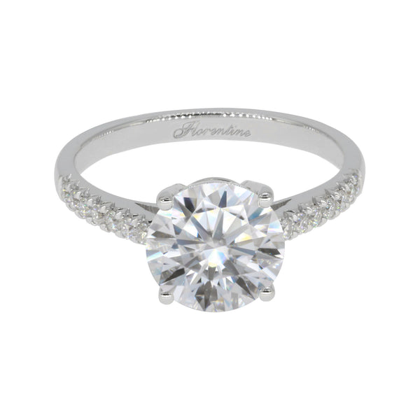 Florentine Anabelle, Round Hearts & Arrows Micropave Engagement Ring
