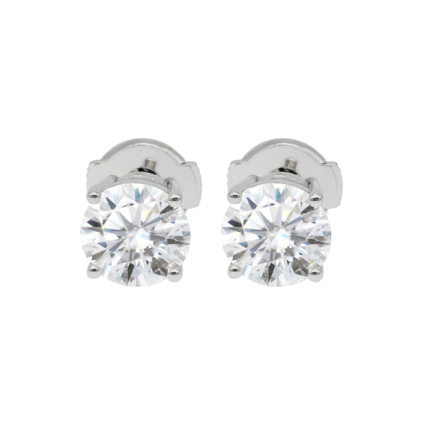 Florentine Classic Solitaire, Round Hearts & Arrows Earrings